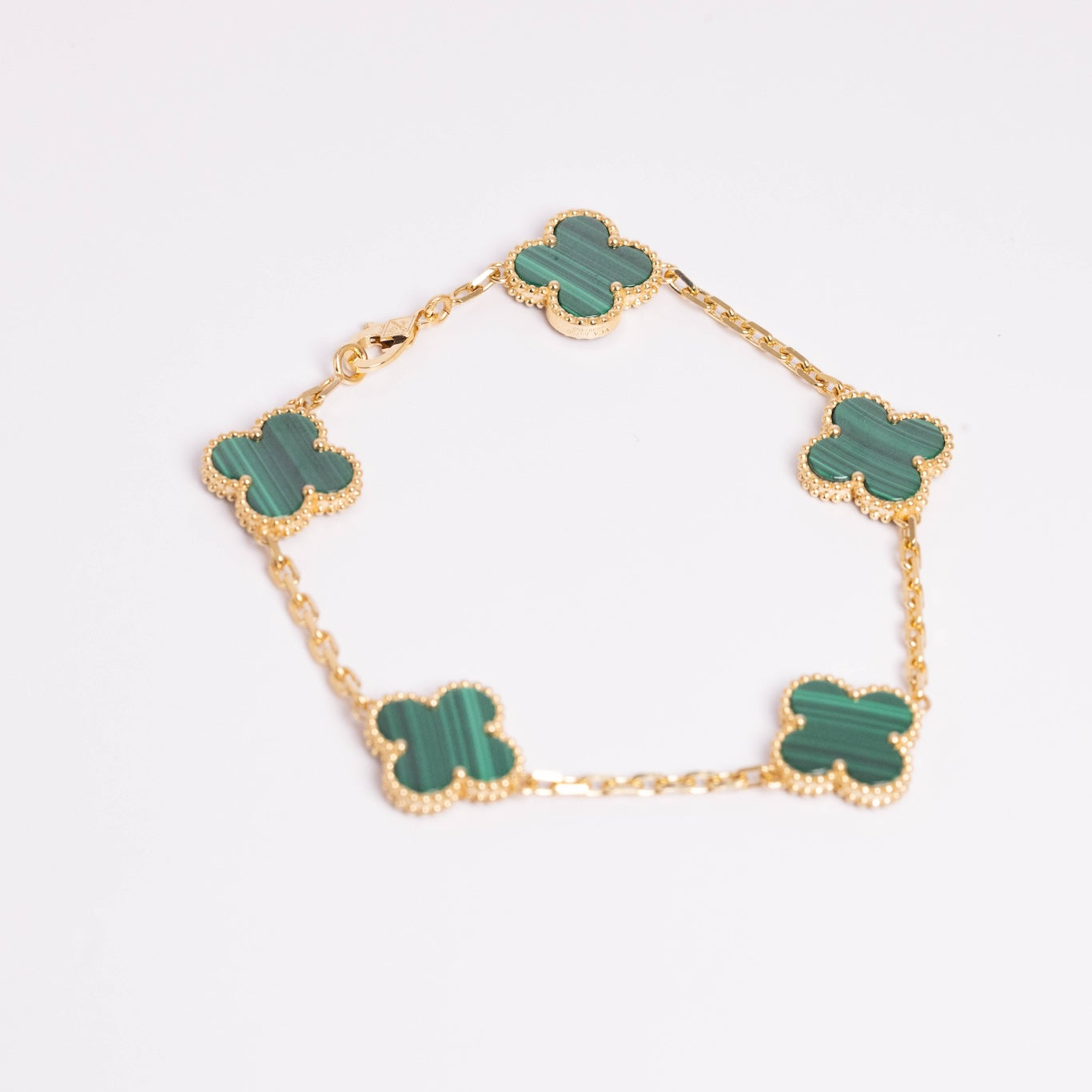 Van Cleef &amp; Arpels Pulsera Vintage Alhambra 5 Motivos Malaquita Oro amarillo de 18 quilates