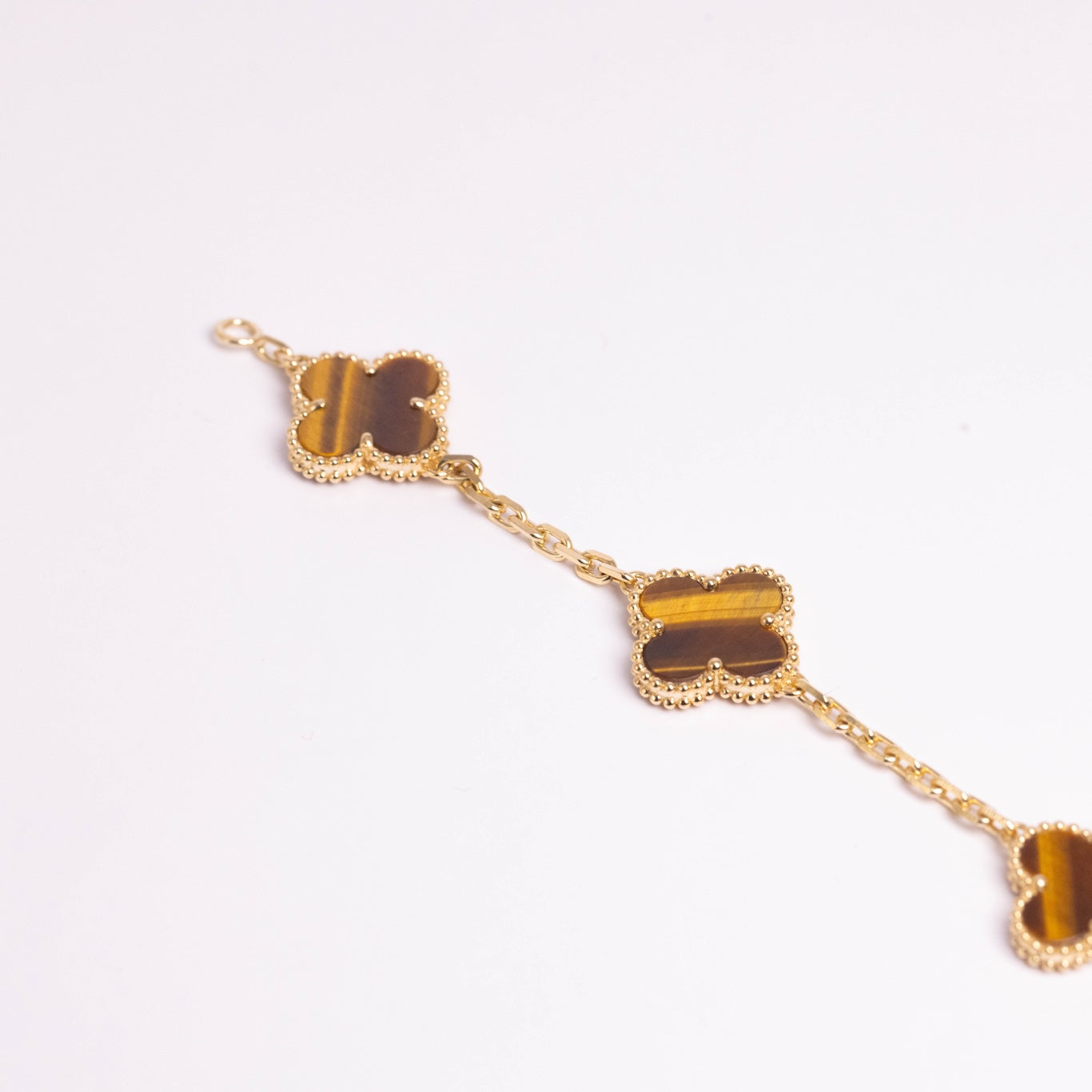 Van Cleef &amp; Arpels Pulsera Alhambra Vintage 5 Motivos Ojo de Tigre Oro amarillo de 18 quilates 
