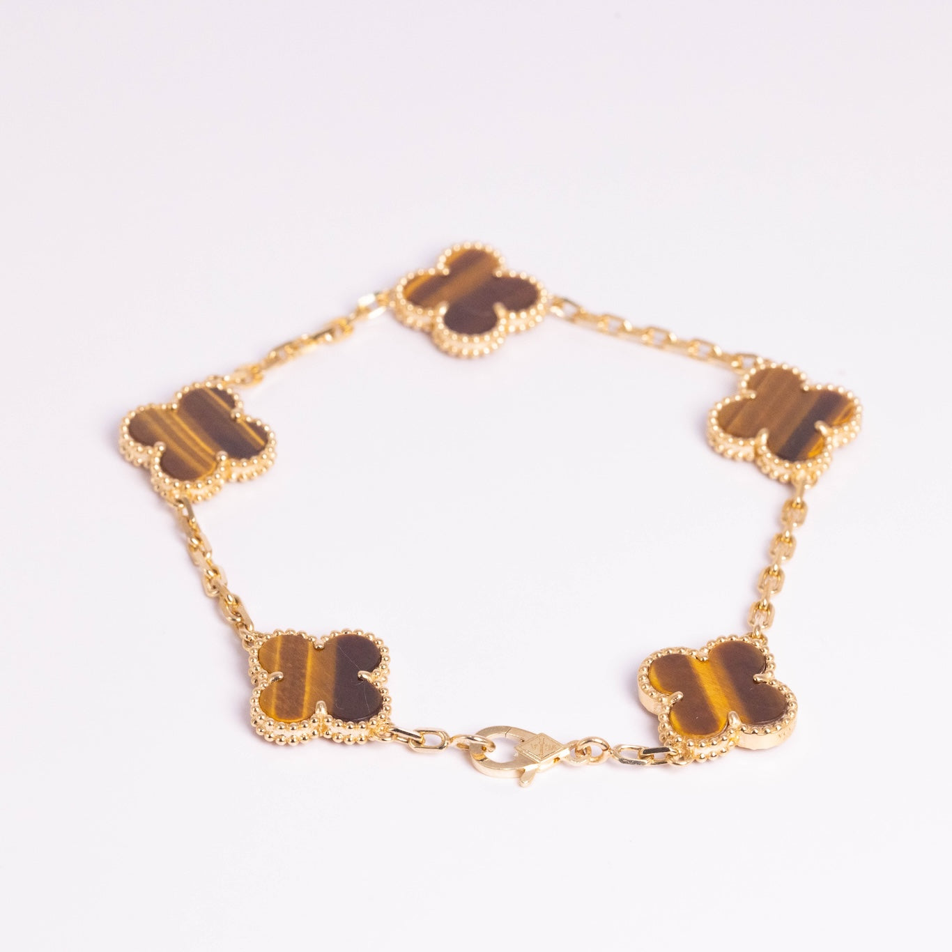 Van Cleef &amp; Arpels Pulsera Alhambra Vintage 5 Motivos Ojo de Tigre Oro amarillo de 18 quilates 