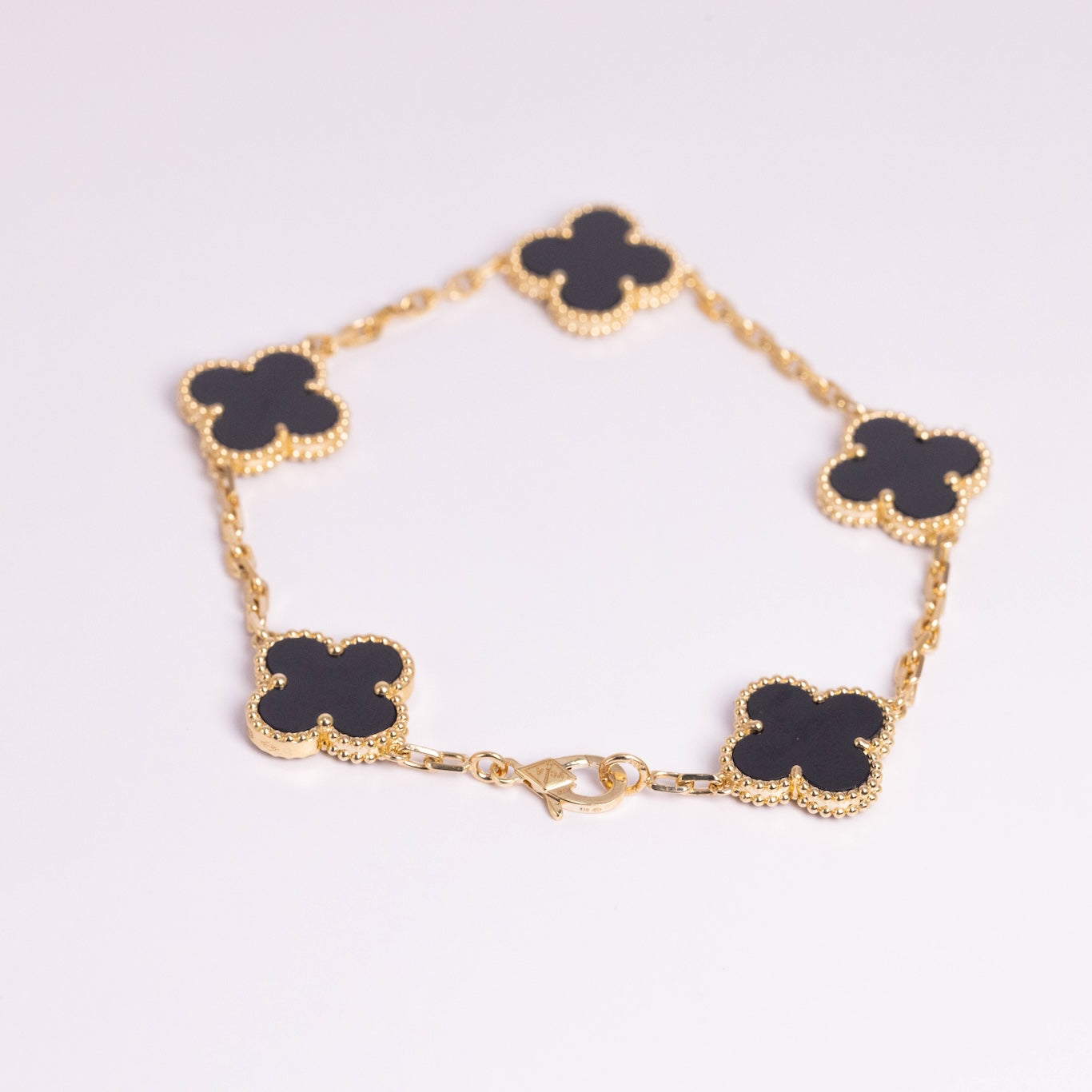 Van Cleef &amp; Arpels Pulsera Vintage Alhambra 5 Motivos Ónix Oro amarillo de 18 quilates 