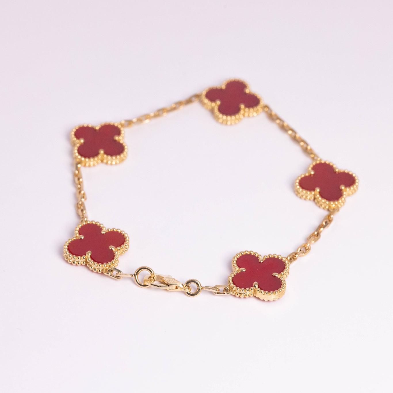 Van Cleef &amp; Arpels Pulsera Vintage Alhambra 5 Motivos Cornalina Oro amarillo de 18 quilates 