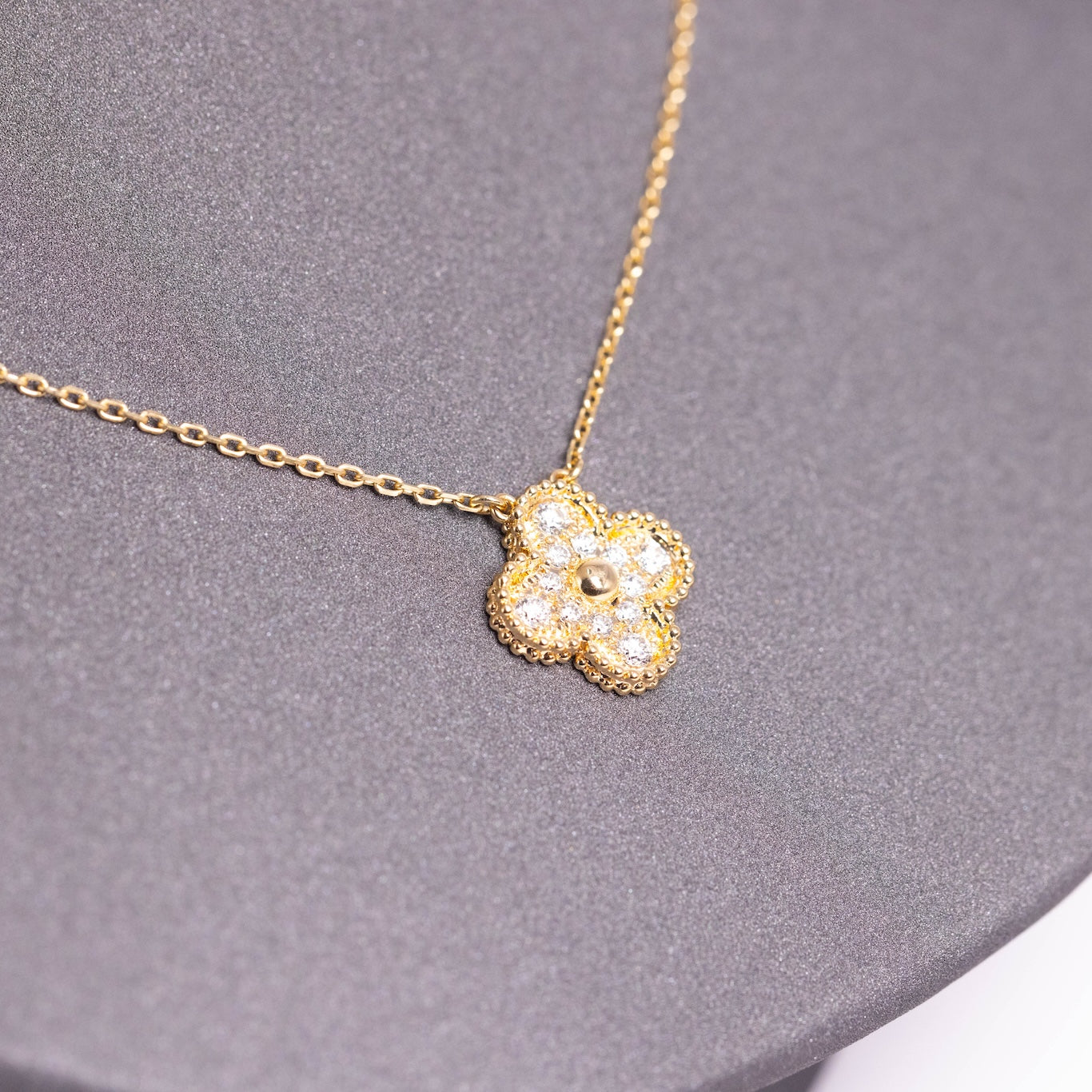 Van Cleef & Arpels Vintage Alhambra Pendant Full Diamonds 18K Yellow Gold