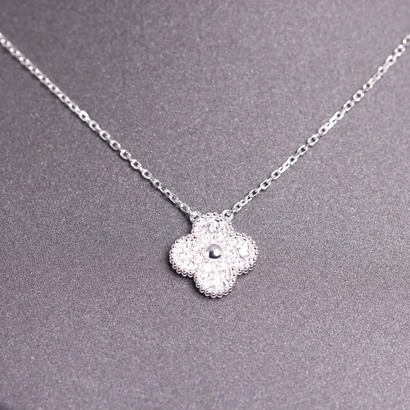 Van Cleef & Arpels Vintage Alhambra Pendant Full Diamonds 18K White Gold