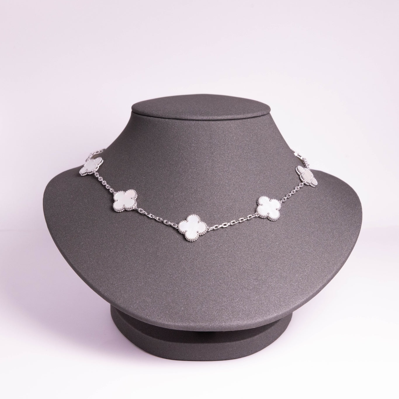 Van Cleef & Arpels Vintage Alhambra Necklace 10 Motifs Mother-Of-Peal 18K White Gold