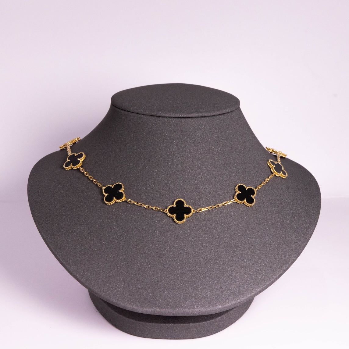 Van Cleef & Arpels Vintage Alhambra Necklace 10 Motifs Onyx 18K Yellow Gold