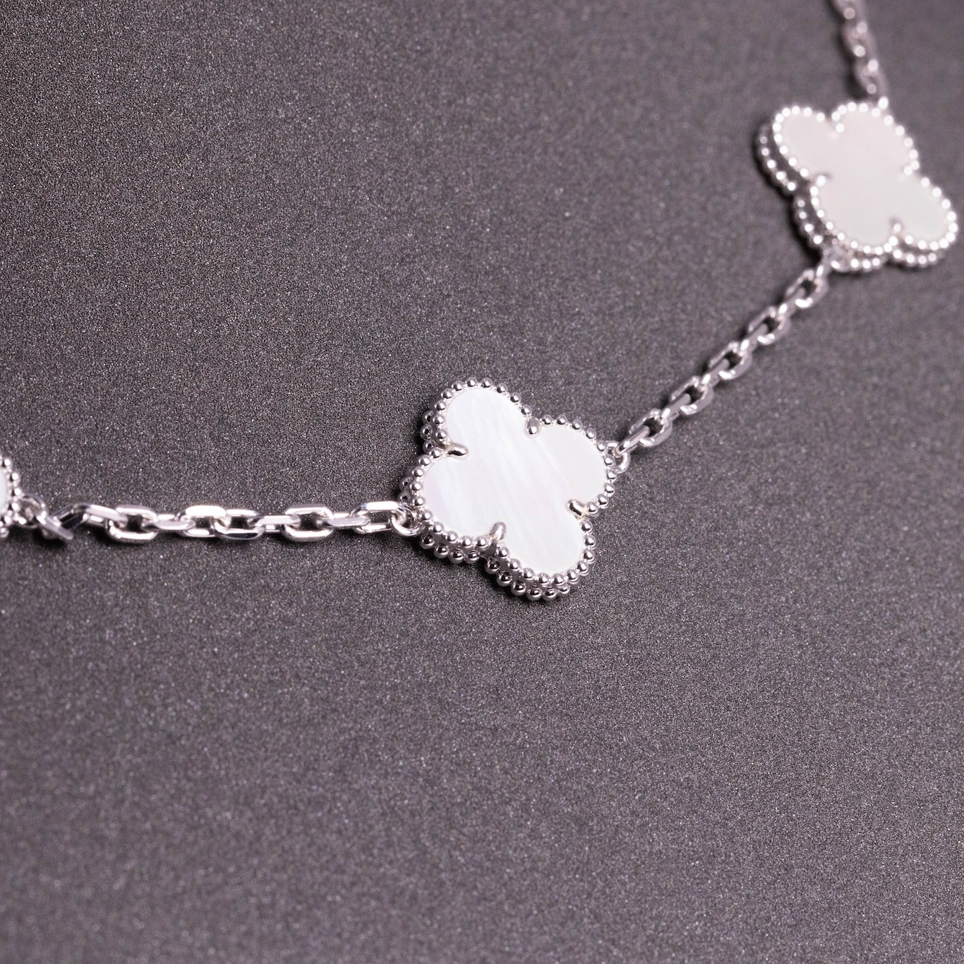 Van Cleef & Arpels Vintage Alhambra Necklace 10 Motifs Mother-Of-Peal 18K White Gold