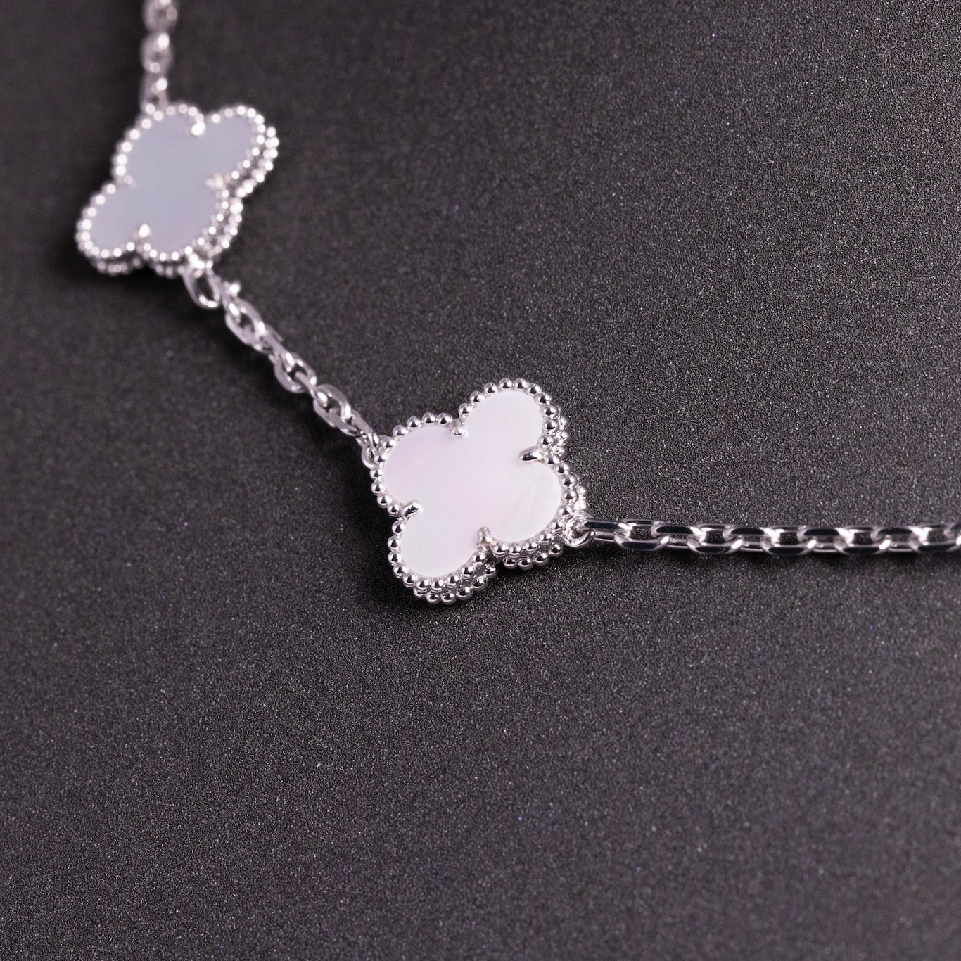 Van Cleef & Arpels Vintage Alhambra Necklace 10 Motifs Mother-Of-Peal 18K White Gold