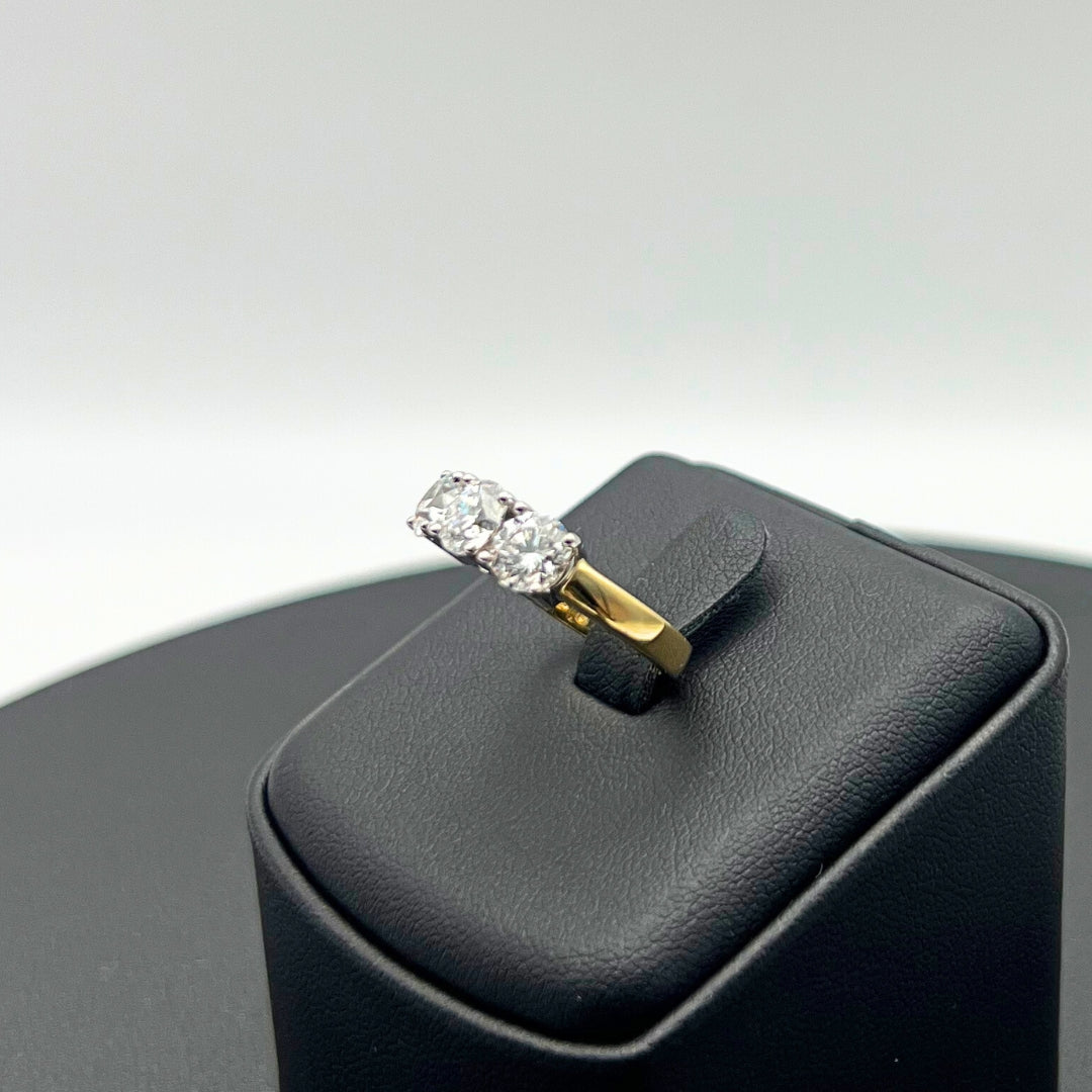 2.00ct Diamond Claw Set Trilogy Ring 18K Yellow & White Gold