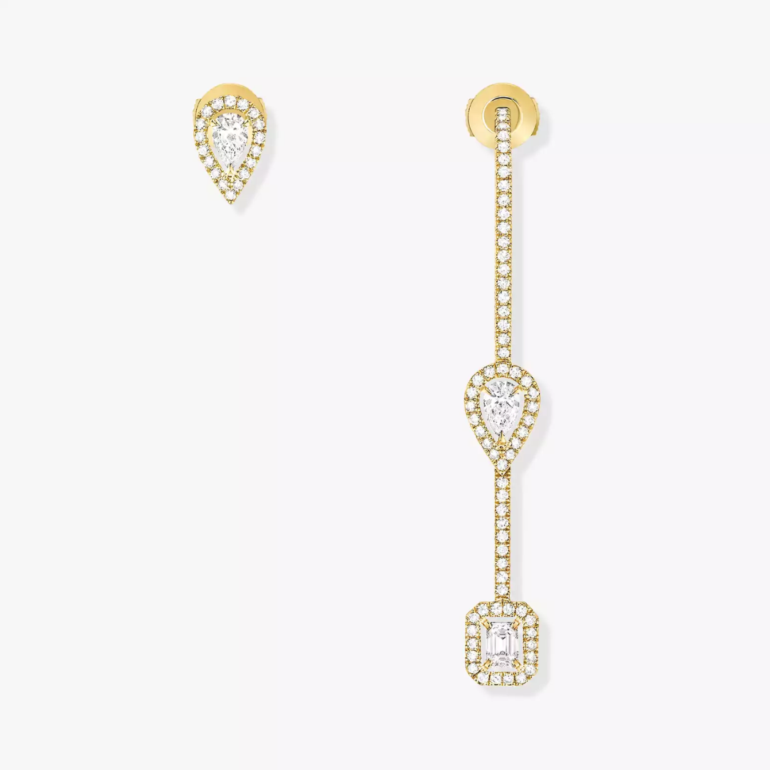 My Twin Hook and Stud Diamond Earrings 18ct Gold