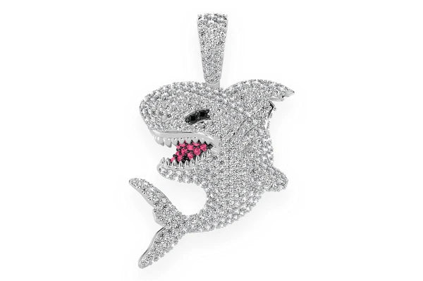 Pendentif diamant requin 2,75 ct en or massif 14 carats