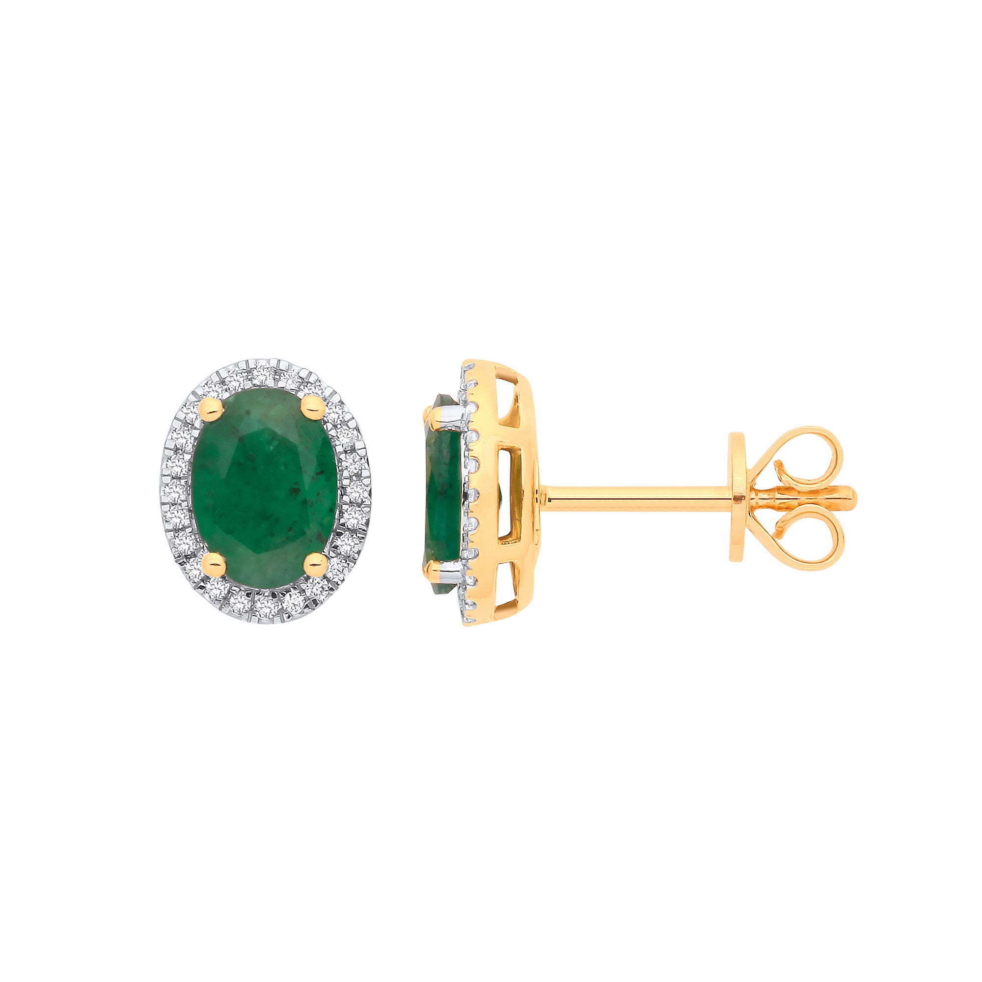 18ct Yellow Gold 0.12ctw Diamond & 1.45ctw Emerald