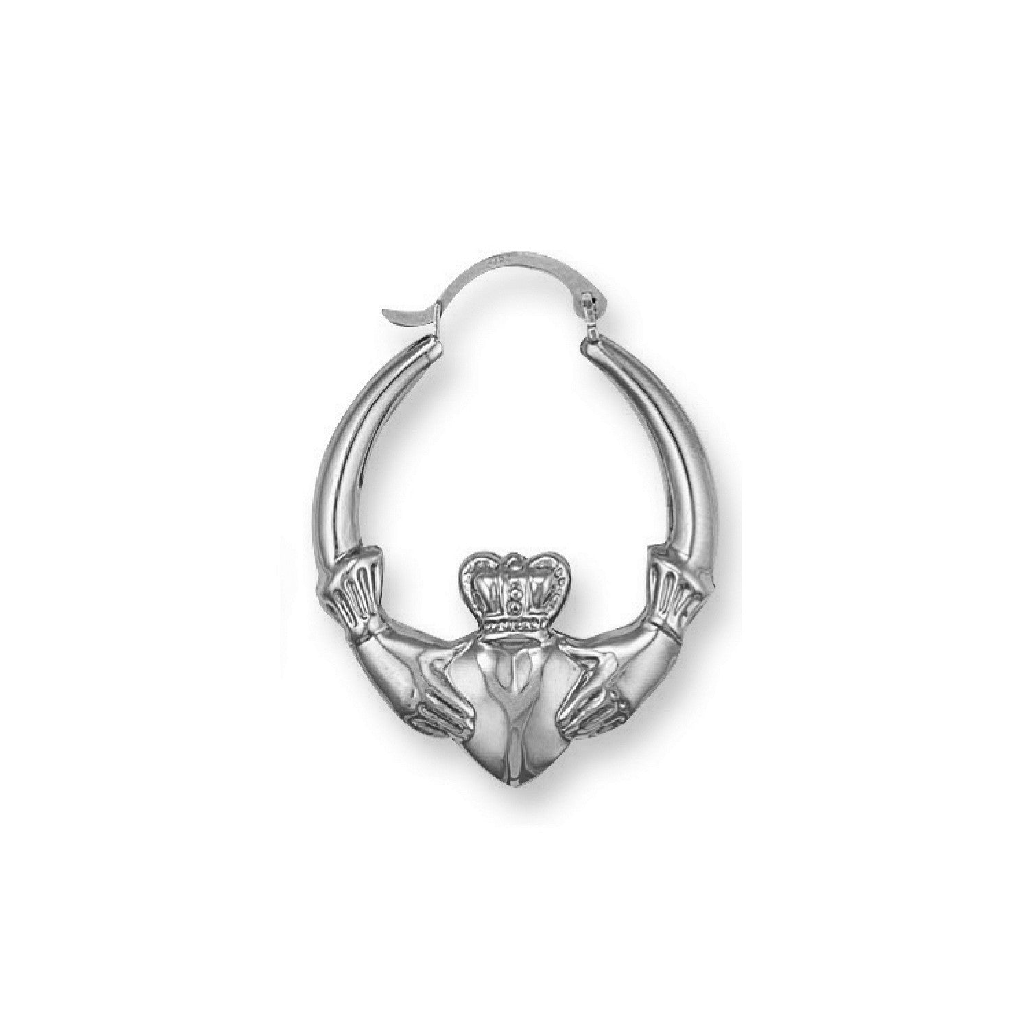 Silver  Claddagh 25mm Creole Earrings