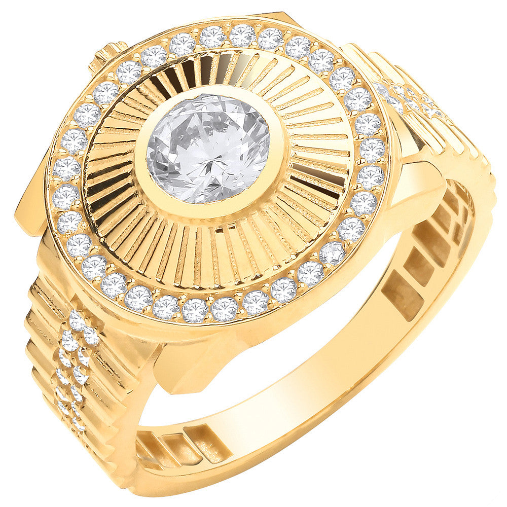Y/G Round CZ Gents Ring