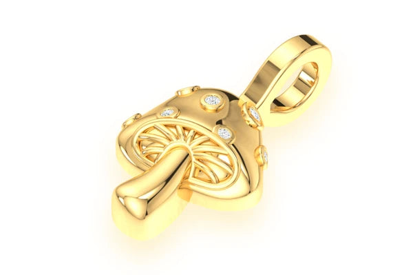 Erkals Jewellers Mushroom Pendant 18K Gold Diamond 0.02ct