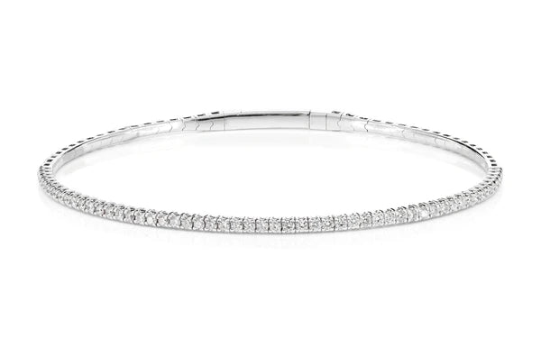 Erkals Jewellers Prong Set Diamond Flex Tennis Bangle Bracelet 18K Gold 0.70ctw
