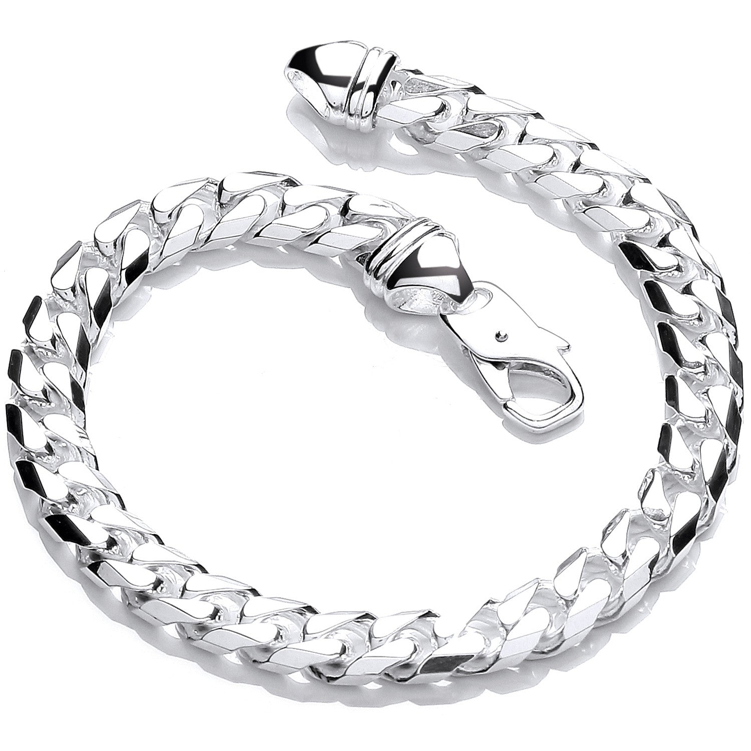 Silver 9.5mm Curb Gents 8" Bracelet