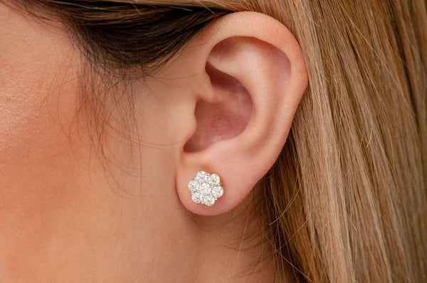 Erkals Jewellers Flower Stud Earrings 18K Gold 2.00ctw