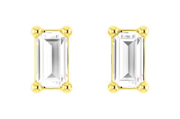 Erkals Jewellers Baguette Solitaire Stud Earrings 18K Gold 0.20ctw