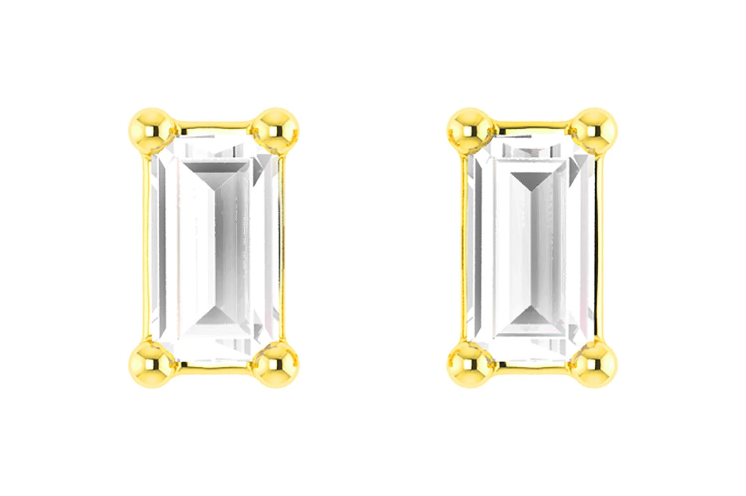 Erkals Jewellers Baguette Solitaire Stud Earrings 18K Gold 0.20ctw