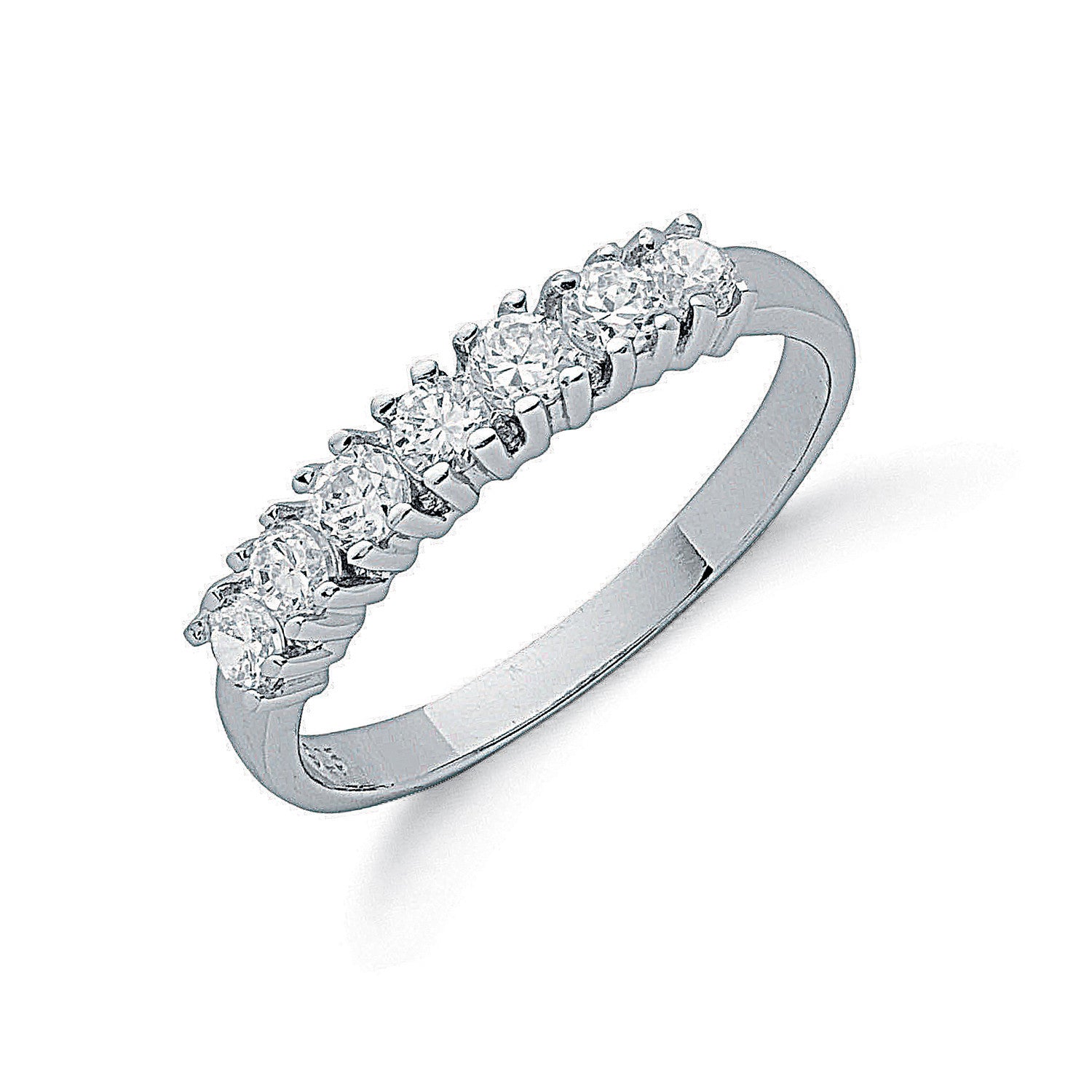 Silver Claw Set Cz Half Eternity Ring