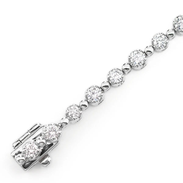 Erkals Jewellers Beaded Crown Set Diamond Link Bracelet 18K Gold 1.75ctw