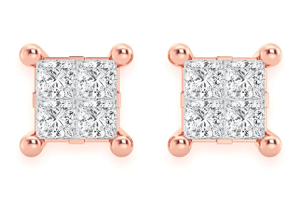 Erkals Jewellers Quad Stud Diamond Earrings 18K Gold 1.00ctw