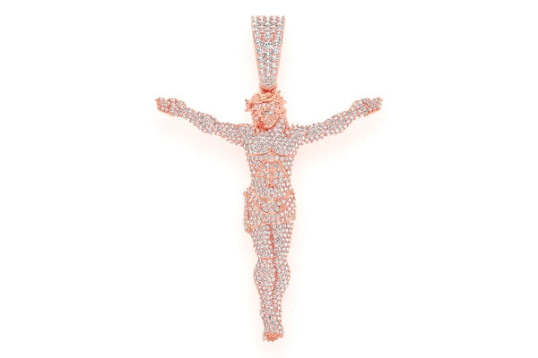 Erkals Jewellers Large Jesus Crucifix Pendant 18K Gold Diamond 3.30ctw