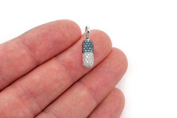 Erkals Jewellers Pill Capsule Two Color Pendant 18K Gold Diamond 0.50ctw
