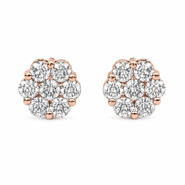 Erkals Jewellers Flower Stud Earrings 18K Gold 1.50ctw