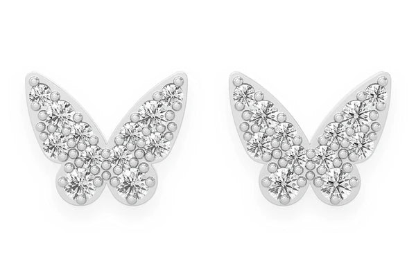 Erkals Jewellers Mini Butterfly Stud Earrings 18K Gold 0.15ctw