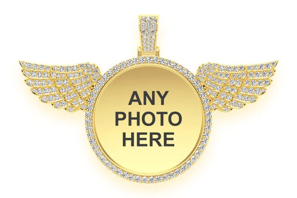 Erkals Jewellers Round Picture Wings Memory Pendant 18K Gold Diamond 8.50ctw