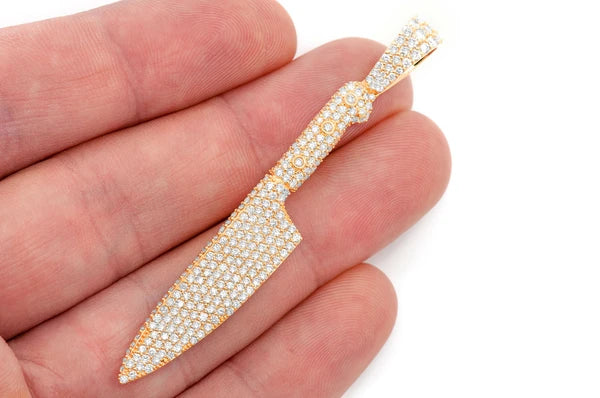 Erkals Jewellers Chef Knife Pendant 18K Gold Diamond 2.25ctw