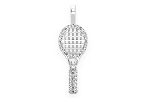 Raquette de tennis Pendentif diamant 0,20 ct en or massif 14 carats