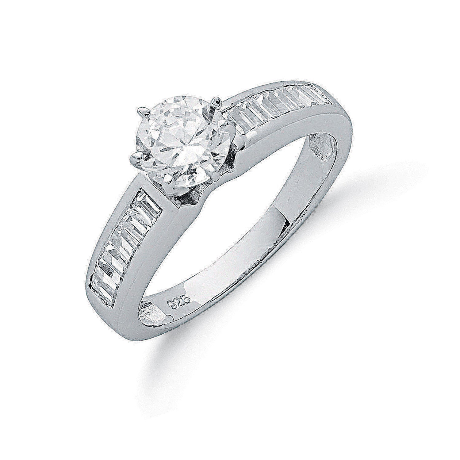 Silver Claw Set Cz Solitaire Ring