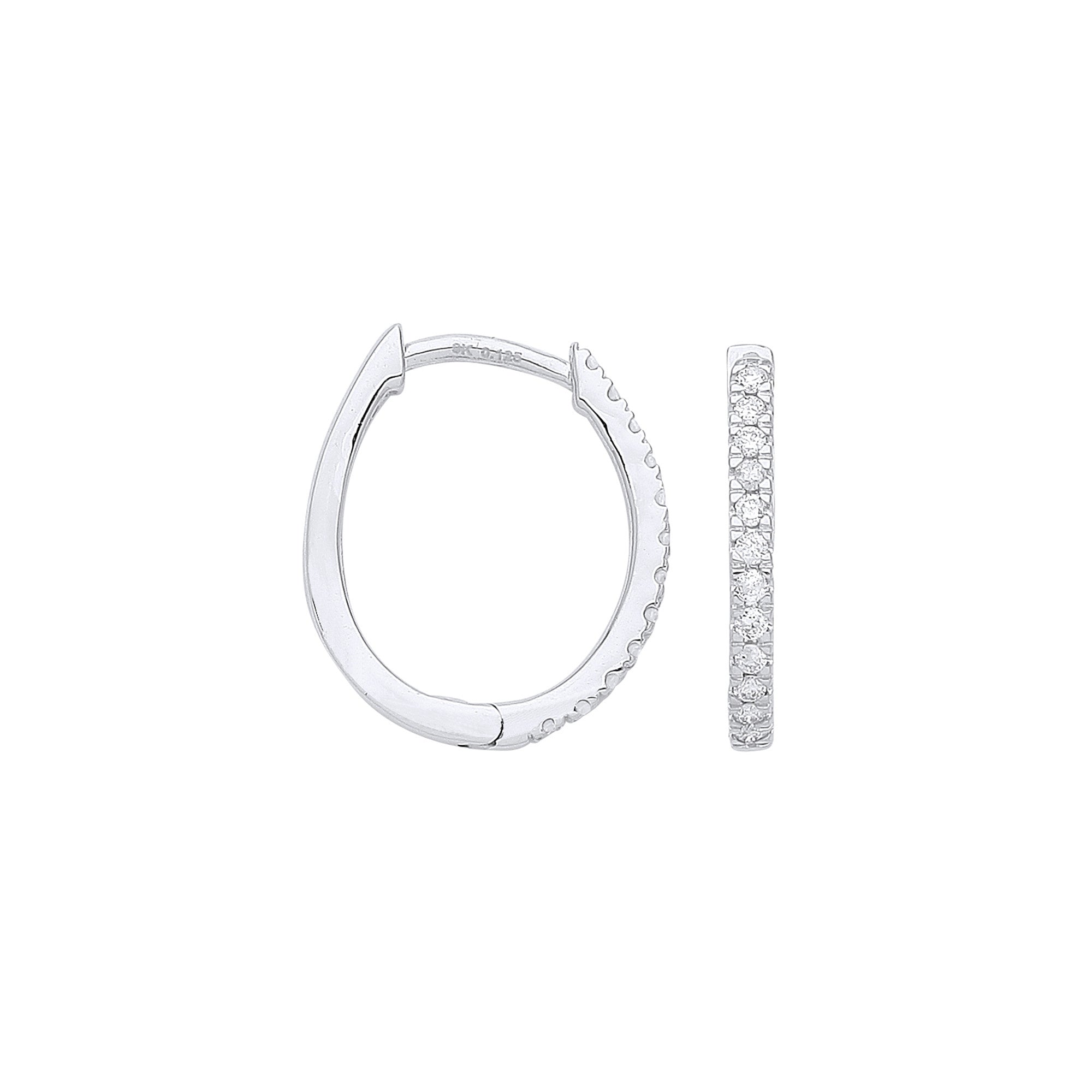 9ct White Gold Brilliant Cut 0.25ct Diamond Thin Hoop Earrings