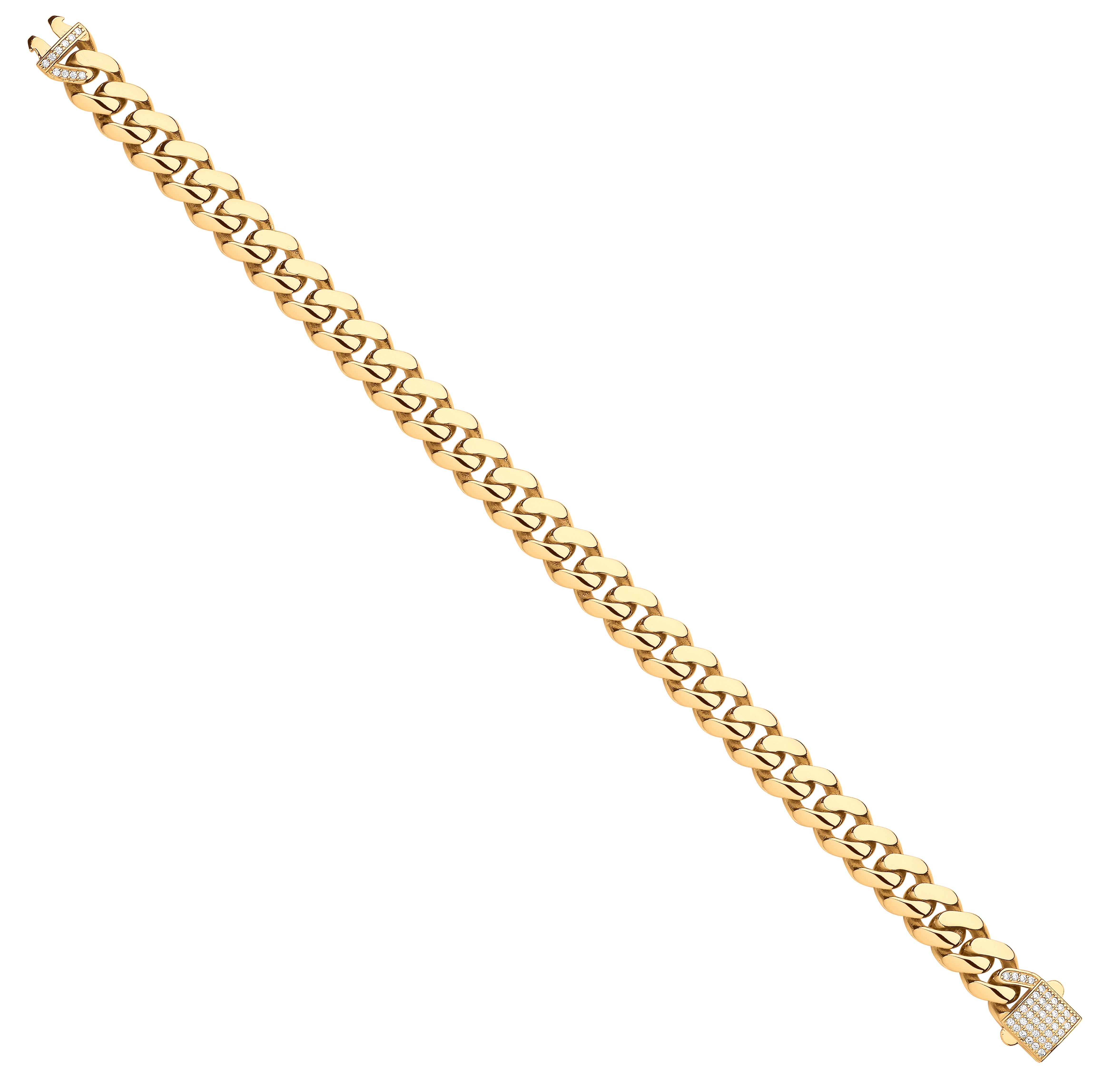 Y/G 9mm CZ Curb Link Gents Hollow Bracelet