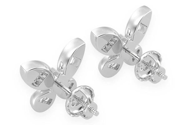 Erkals Jewellers Butterfly Baguette Stud Earrings 18K Gold 0.65ctw