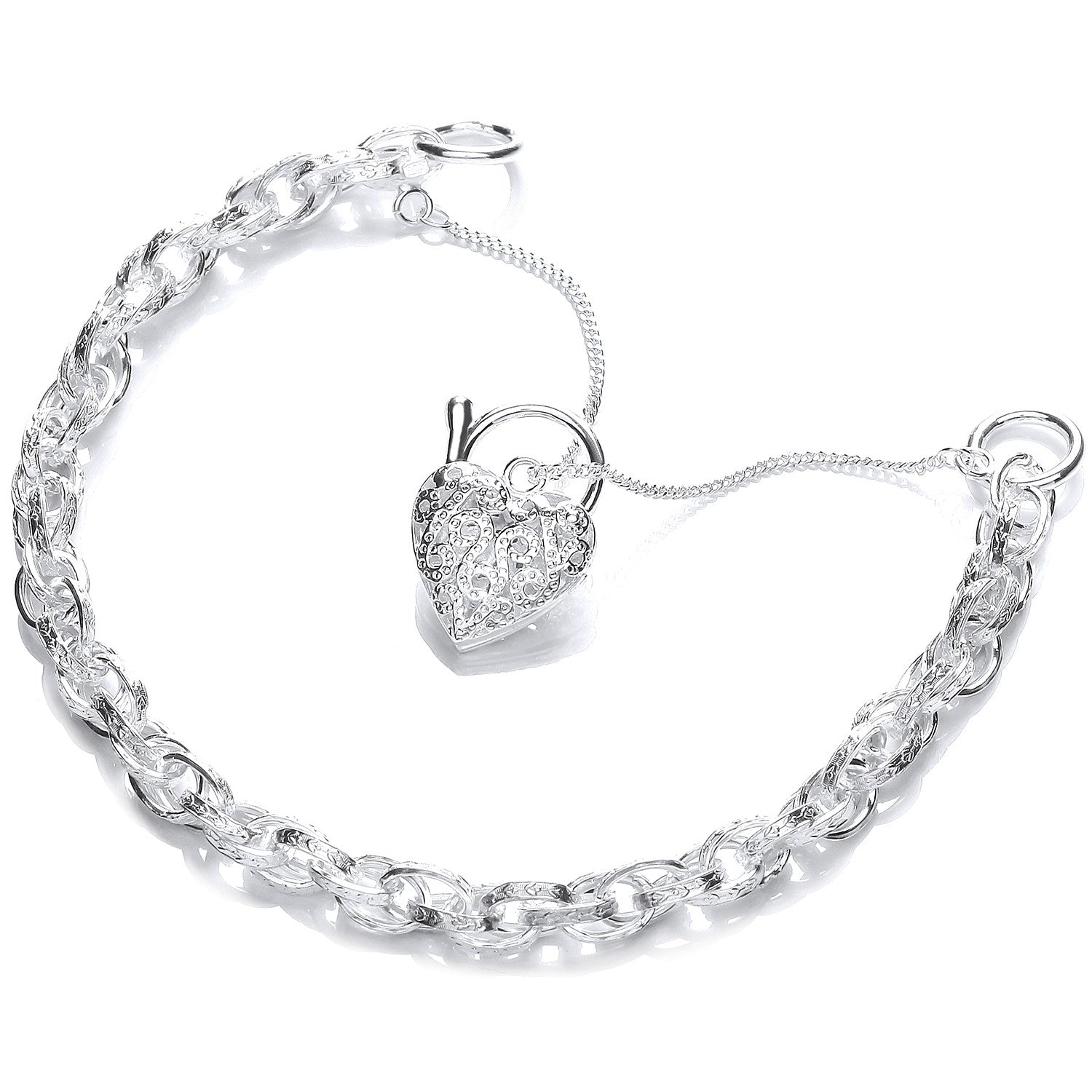 Silver Heart Padlock Bracelet