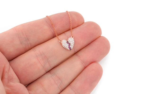 Collier de diamants Heartbreaker 0,35 ct connecté en or massif 14 carats