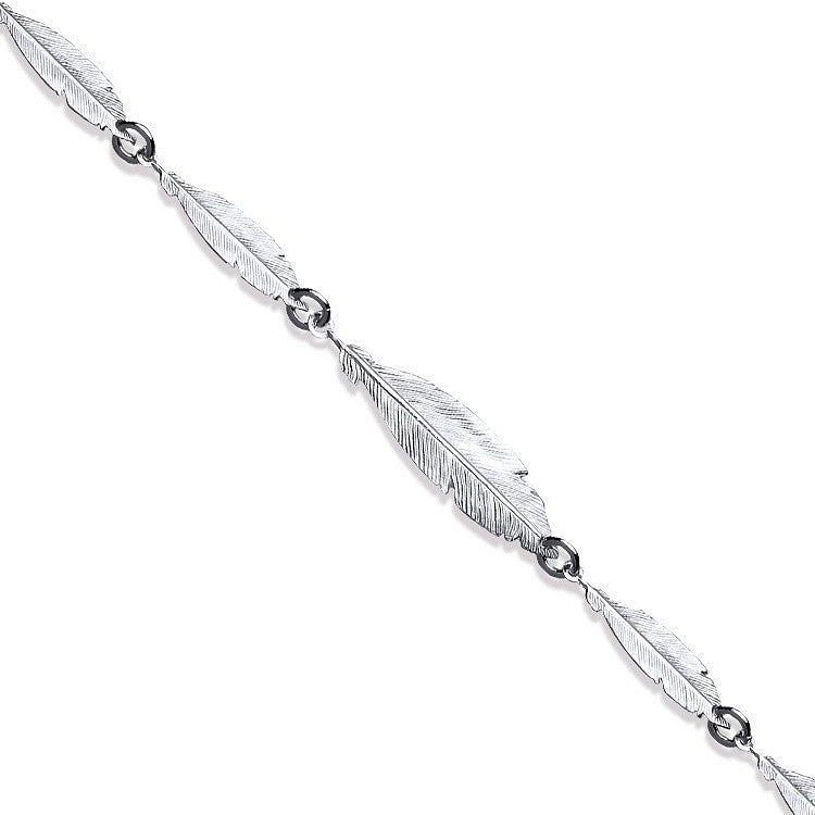 Silver Feather Ladies Bracelet