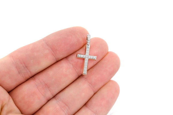 Erkals Jewellers Angled Cross Pendant 18K Gold Diamond 0.33ctw
