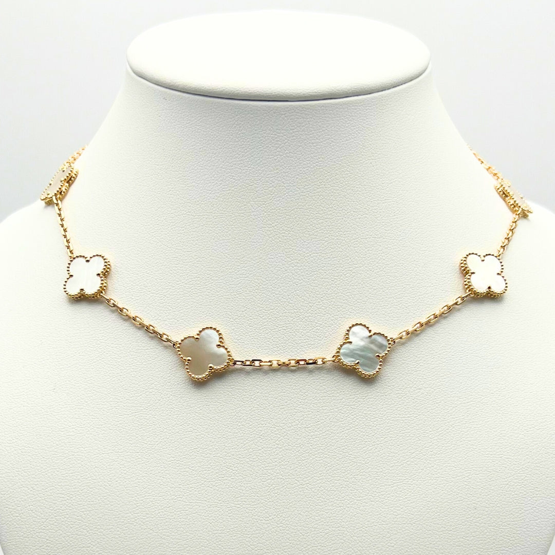 Van Cleef & Arpels Vintage Alhambra Necklace 10 Motifs Mother-Of-Pearl 18K Yellow Gold