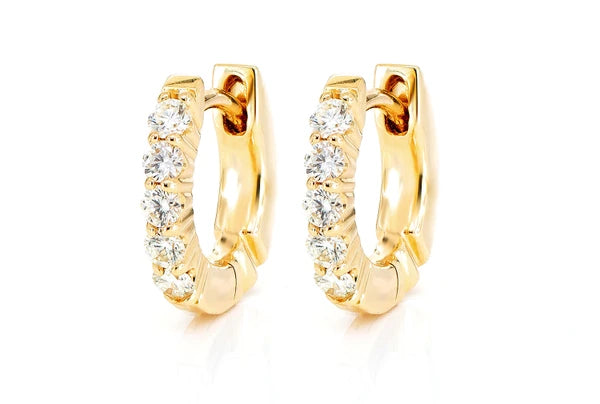 Erkals Jewellers Scallop Hoop Diamond Earrings 18K Gold 0.30ctw
