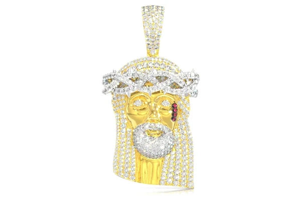 Erkals Jewellers Jesus Pendant 18K Yellow Gold Diamond 3.75ctw