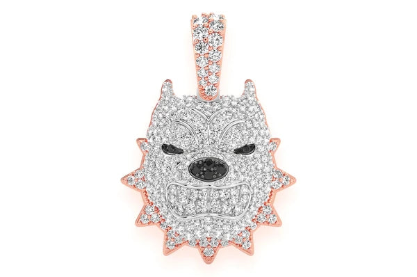 1.25ct Diamond Pitbull Spiked Collar Pendant 14K Solid Gold