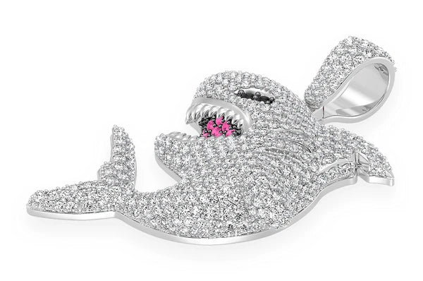 Pendentif diamant requin 2,75 ct en or massif 14 carats