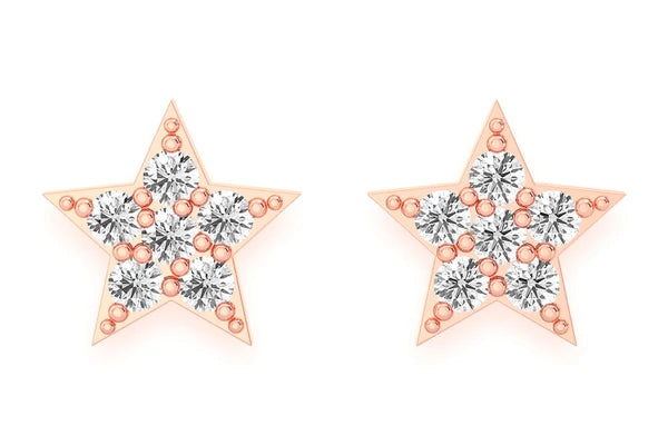Erkals Jewellers Mini Five Point Star Stud Earrings 18K Gold 0.05ctw