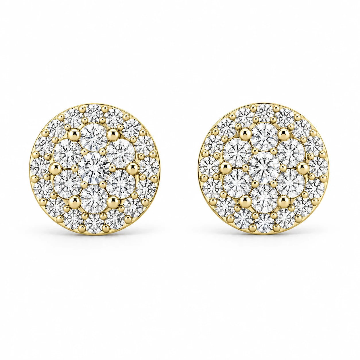 Erkals Jewellers Halo Flower Stud Earrings 18K Gold 3.00ctw
