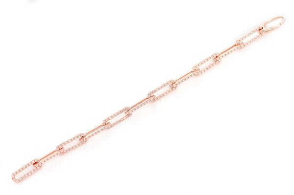 Erkals Jewellers Diamond Bezel Set Elongated Rolo Link Bracelet 18K Gold 3.25ctw