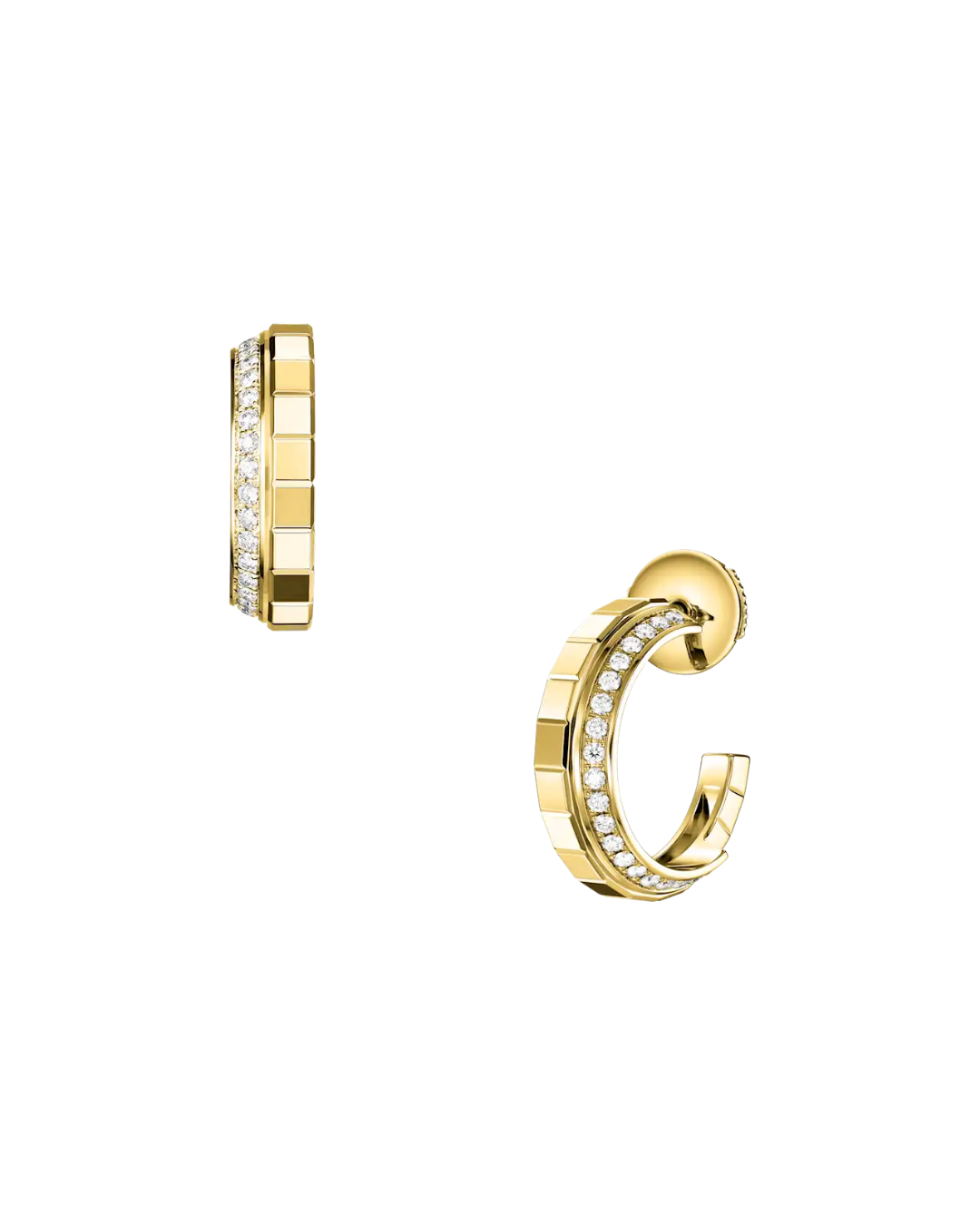 Ice Cube Small Hoop Full-Set Diamond Earrings 18ct Yellow Gold